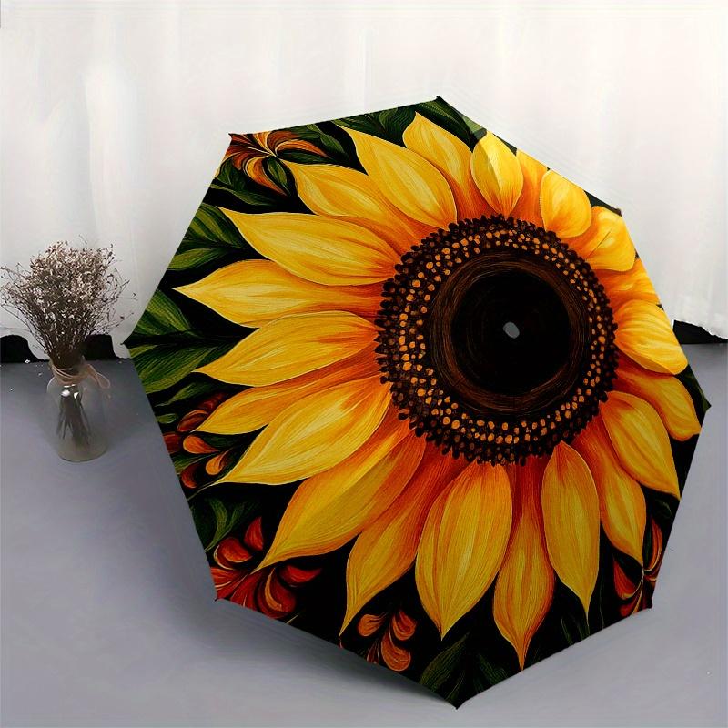 Golden Sunflower Garden Rug - Vibrant Floral Decor for Any SpaceUmbrella, Portable 3-Fold Compact Umbrella for Men & Women Gift