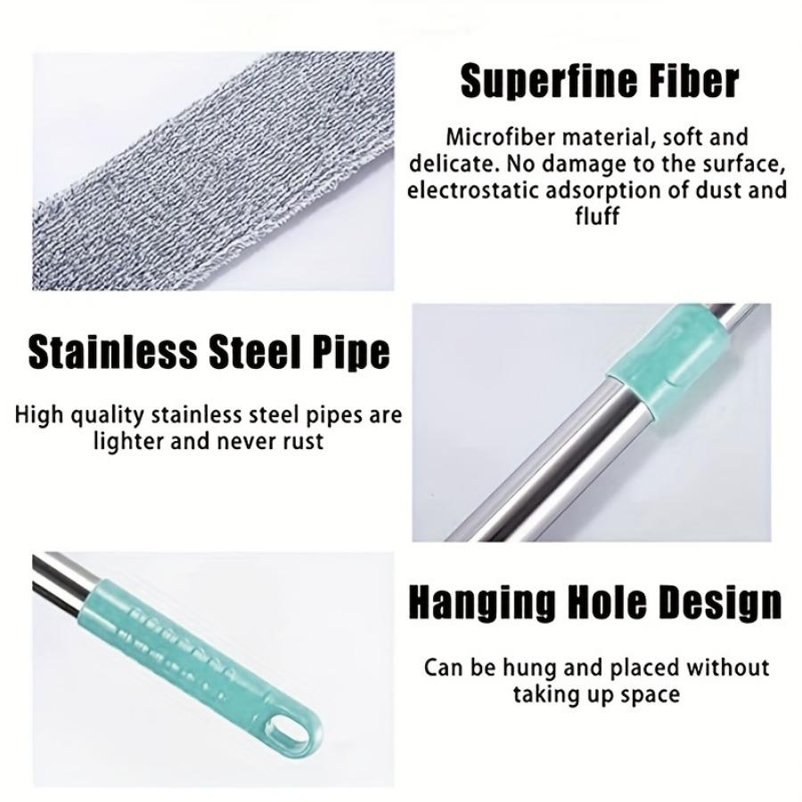 1set Microfiber Extendable Duster with Dusting Brush & Crevice Tool, Wet/Dry Use, Ideal for Furniture & Under-Sofa Cleaning