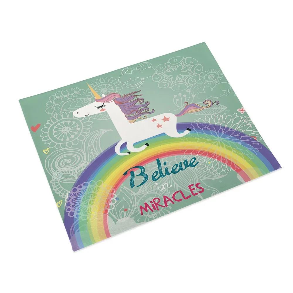 6PC Cartoon Pink Table Mat Unicorn Individual Placemats Coasters Set Pad On The Table Cup Pad Place Mats For Dining Table