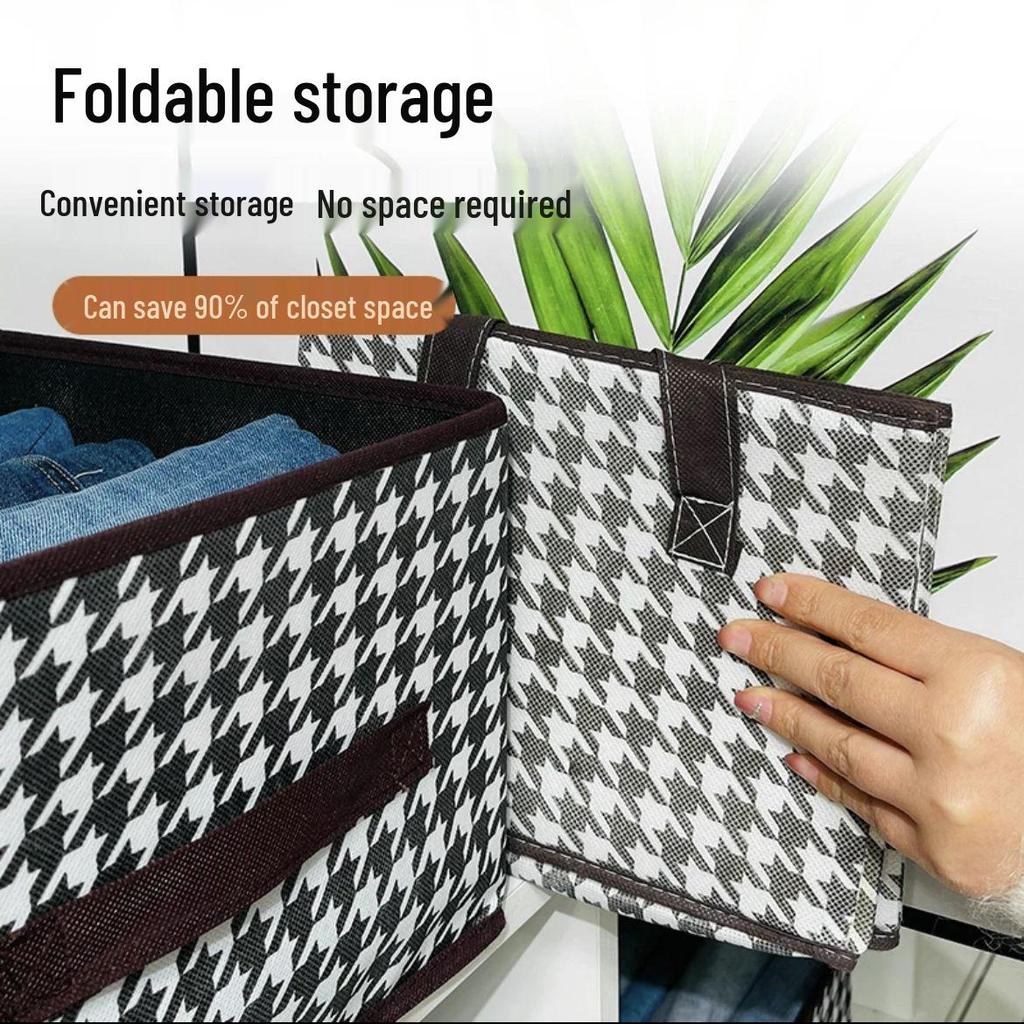 Organizador de Guarda-Roupa Dobrável Pied-de-Poule para Roupas e Calças