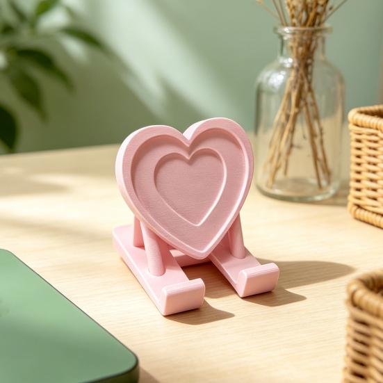 Heart Cell Phone Holder 3D Printed Love Heart Shaped Mobile Phone Stand Valentine's Day Gift for Home Office Desktop Decoration
