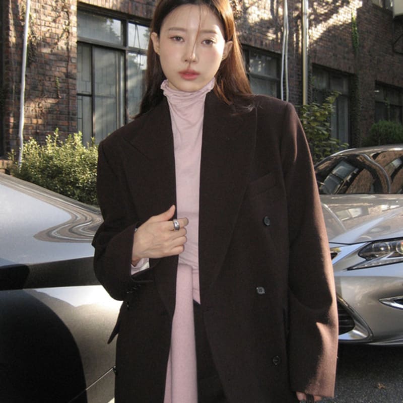 L’H.A.S TWO-BUTTON KNIT MUFFLER_PINK