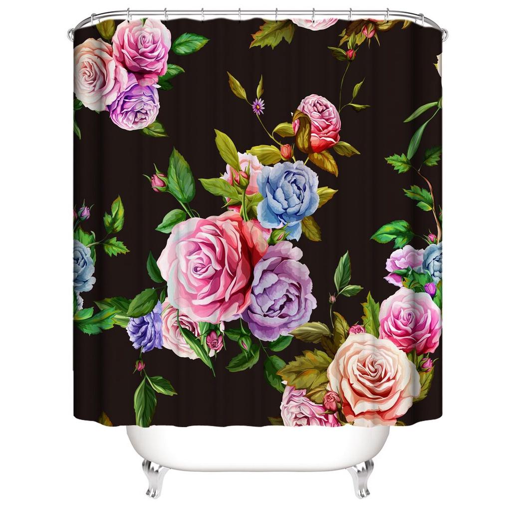 Colorful Bohemian Dinosaur Stone 3d Digital Printing Waterproof Polyester Shower Curtain For Vibrant Bathroom Decor