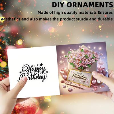 6pcs DIY Rhinestone Diamond Art Mosaic Postcards Birthday Theme Diamond Art Handmade Cards Thank You Cards and Holiday Blessings