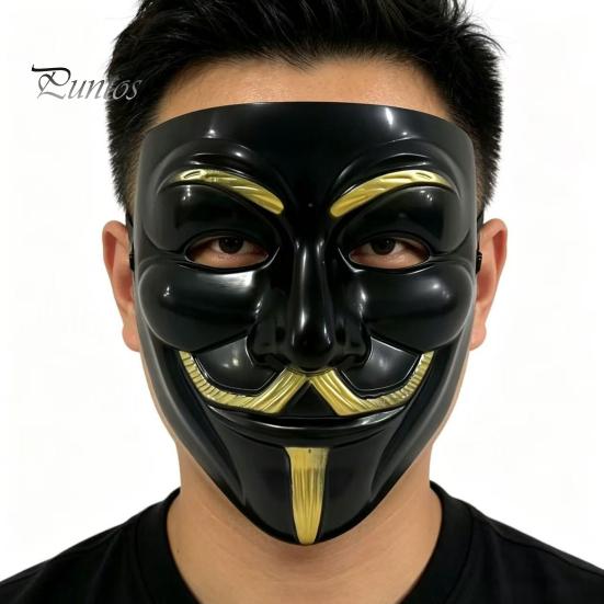 Unique Halloween Accessory Man Face Mask, Adjustable Elastic Strap Costume Full Stylish Festival Mask Anonymous Guy for Hip Hop Dance Parties Cosplay