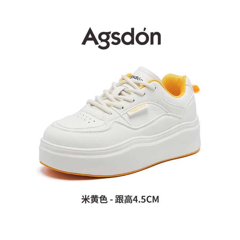 Augustine Platform White Shoes Women's 2025 New Spring Flat Casual Sports Shoes Student Muffin Board Shoes Tide