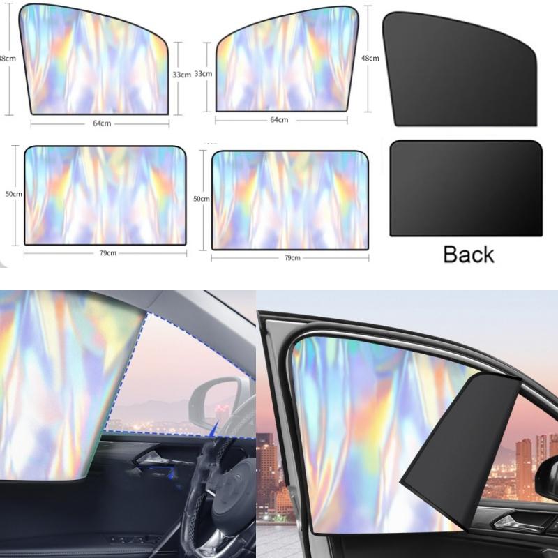 New Magnetic Suction Car Sunshade Opaque Titanium Silver Reflective Sunshade  Car Front/Rear UV Protection Curtains Car Parts