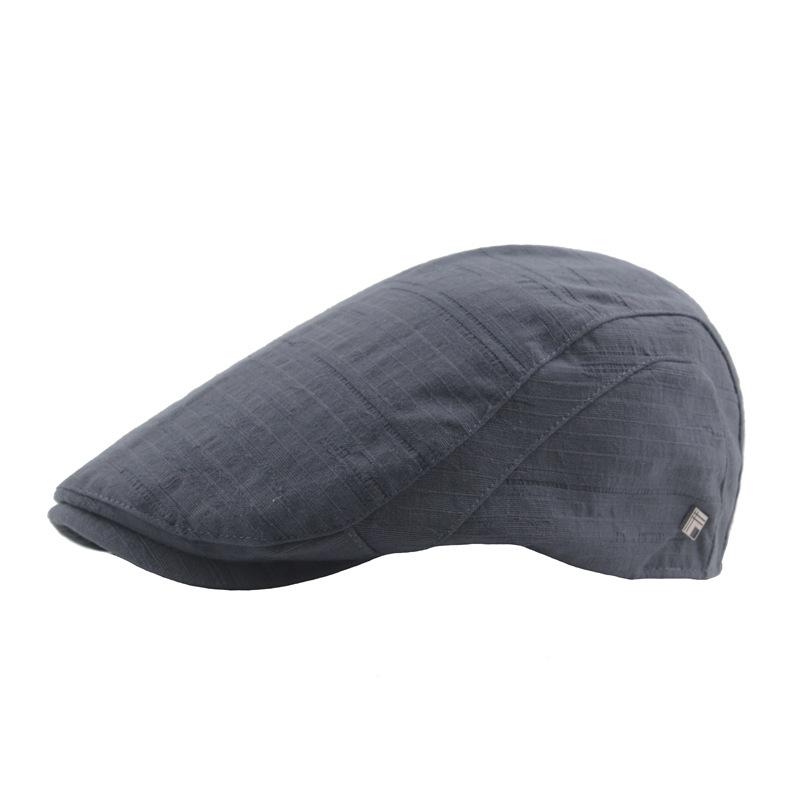 Herbst Einfarbig Herren Plissiert Gestreift Baumwolle Polyester Vorwärtskappe Jugend Britischer Stil Kappe Damen Kurze Krempe Baskenmütze