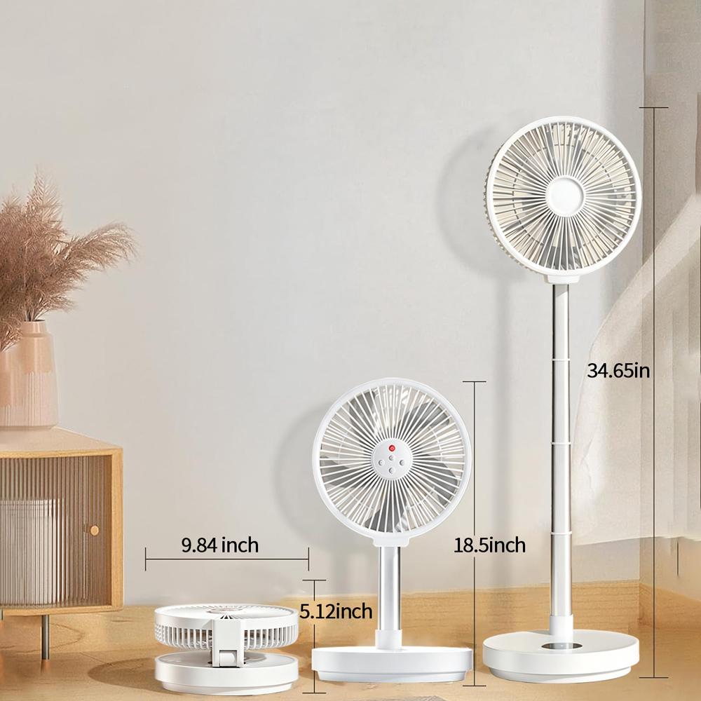 Folding wireless fan with silent timing left right rotation small night light home office outdoor camping 10 inch electric fan