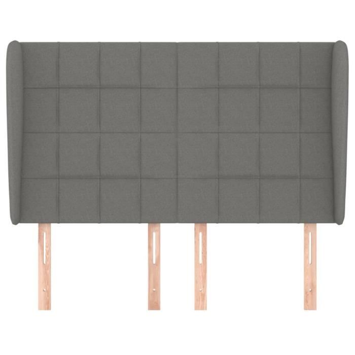 VidaXL Headboard with Ears Dark Grey 147x23x118-128 Cm Fabric3117955