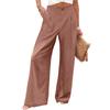 Wide Leg Pants For Women High Waist Solid Color Casual Trousers Workout Button Pants With Pockets