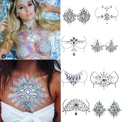 Nálepky na falešné tetování Šperky na hrudi Deco Diamond Acrylic