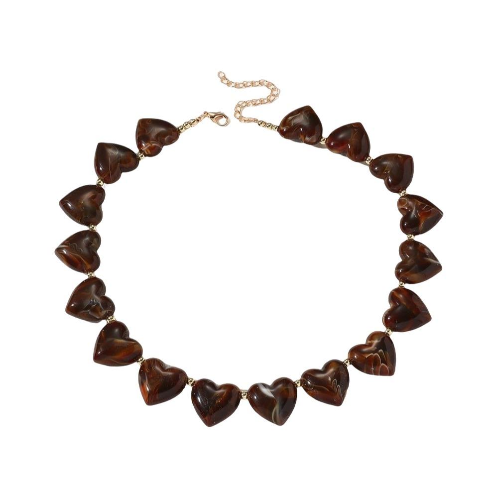 Love Heart Acrylic Necklace Choker Sweater Chain Fashion Women Clavicle Chain  Beach