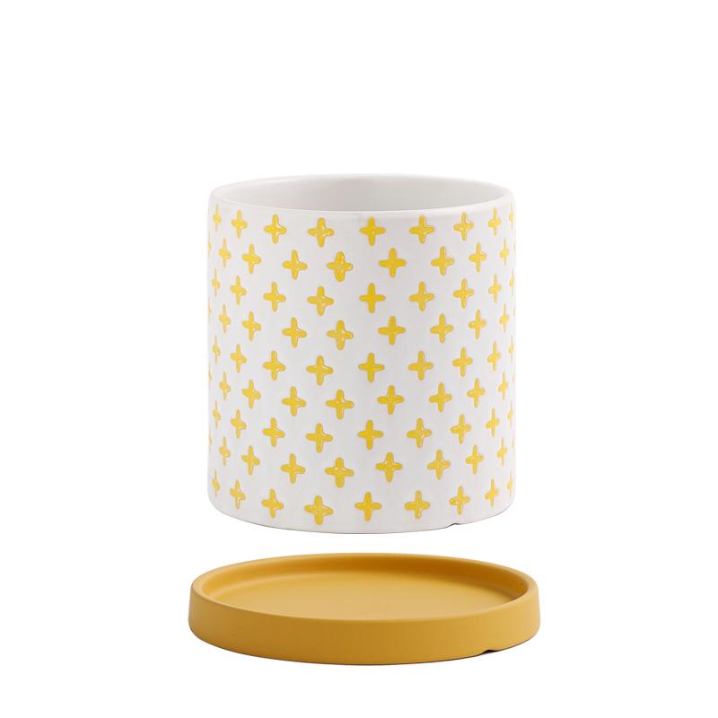 

Современный скандинавский керамический цветочный горшок для гостиной, интерьера, настольная ваза, простой геометрический узор, цветочный горшок для растений, садоводство 10X10CM