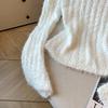 Soft Fluffy Korean-Style Hollow Out Loose Sweater for Women - Autumn/Winter Lazy Vibe