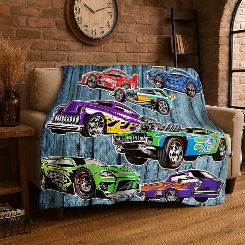 

Cartoon H-Hot Wheels Racing Car Flannel Blanket Soft Warm Throw Blanket for Bedroom Living Room Bed Travel Camping Picnic Kid 75x90cm