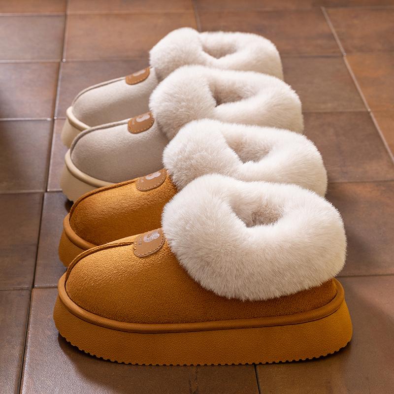 Cixi Baumwollpantoffeln dicke Sohle Wochenbett-Schuhe Winter Plüsch Haus Innen rutschfest Warm Paar