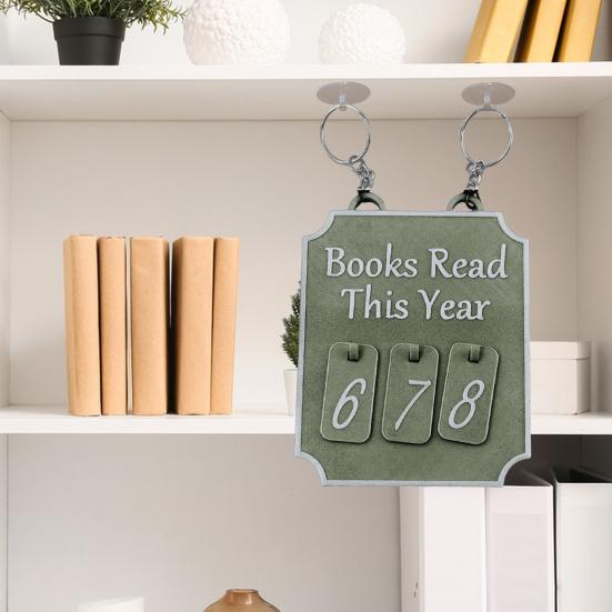 Hanging Bookshelf Counter Bookish Decor Yearly Reading Goals Tracker Sign