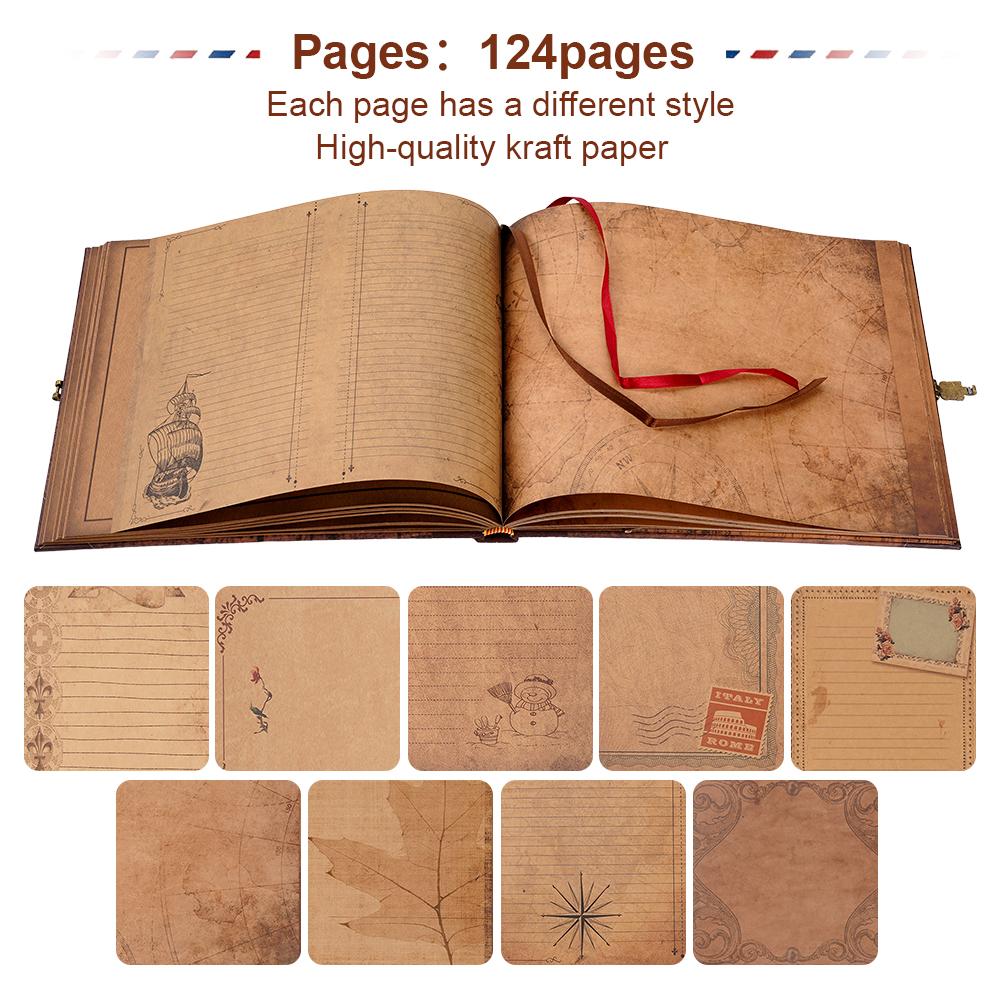 DIY Handmade Photo Album Scrapbook Kit Guest Book Retro Kraft Album Travel Diary Journal Album Anniversary Wedding Memory Book