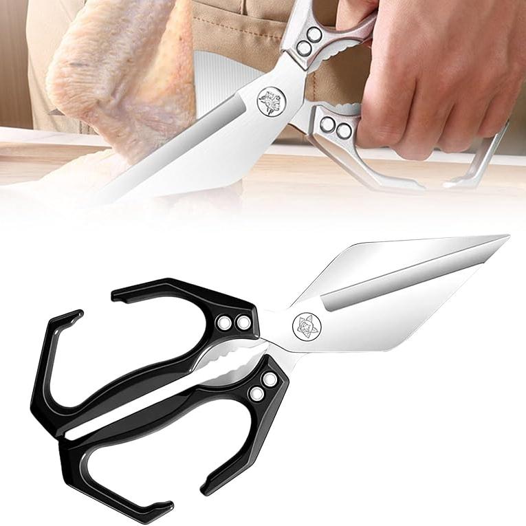 

Multifunctional Heavy-Duty Kitchen Shears Scissors For Food, Poultry Shears Food Scissors With Ergonomic Handle For Chicken Meat Seafood Bone Cutting чёрный