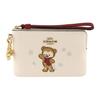 New COACH Corner Zip Pebbled Leather Wrist Bag Clutch Trumpets Women's Chalk White CE891-IMCAH