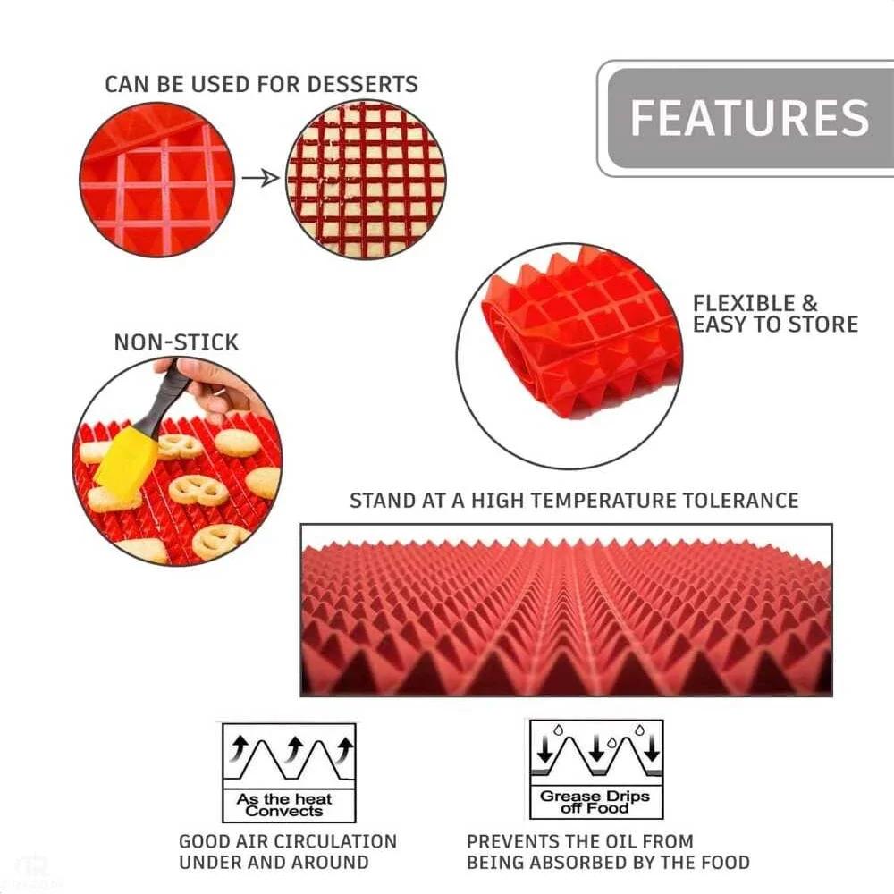 Tappetino da Cottura in Silicone Antiaderente a Forma di Piramide con Griglia Versatile per Forno BBQ Tappetino Resistente al Calore Utensili da Cucina