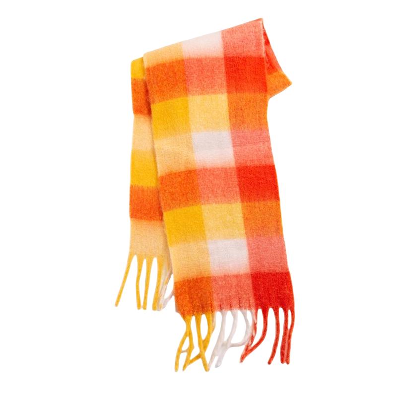 Winter Scarf For Women Luxury Cashmere Warm Rainbow Plaid Pashmina Blanket Shawl Thick Soft Bufanda Wraps Long Poncho Echarpe