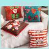 Christmas Santa Cartoon Pillowcase Cushion Back Pillow Cover Xmas Holiday Decor