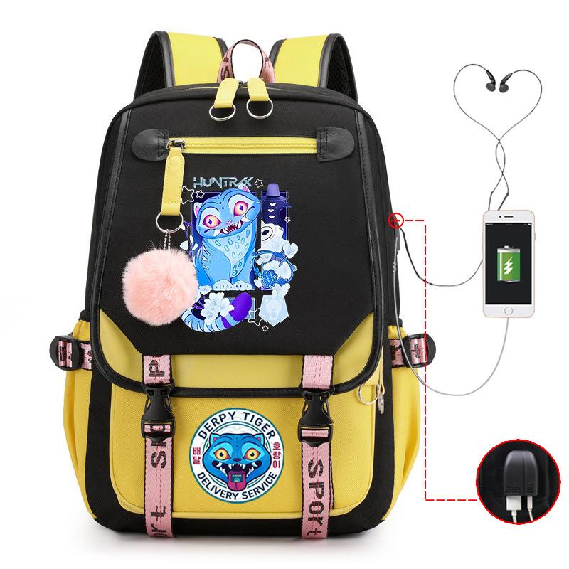 Demon Hunters Cartoon Printing Fashion Children's Backpack Lightweight Primary and Secondary School Student Campus School Bag Neutral