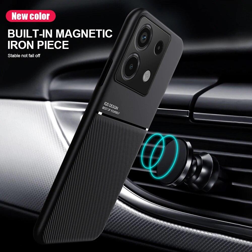 Redmi Note13 Pro 5G Case Car Magnetic Holder Leather Phone Cover for Redmi Note 13 Pro Plus Pro+ 5G TPU Soft Frame Protect Funda