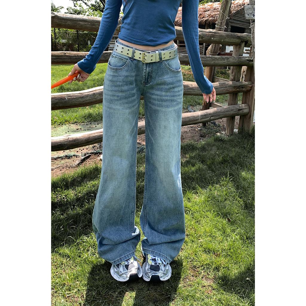 American retro low-rise loose straight-leg flared pants drape floor mopping versatile autumn and winter jeans women's new models