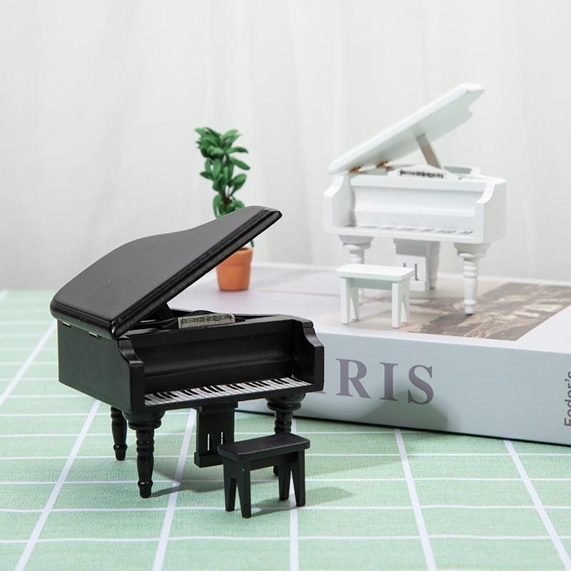 1:12 Scale Miniature Dollhouse Furniture Wooden Triangle Piano Model Decorative Accessory DIY Craft Display