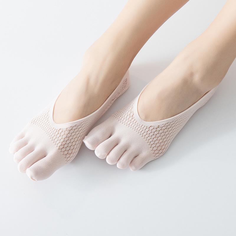 Velvet Women's Breathable Mesh Low-Cut Five-Finger Lace Socks