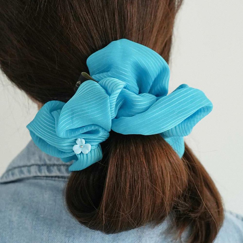 Striped silk chiffon scrunchie