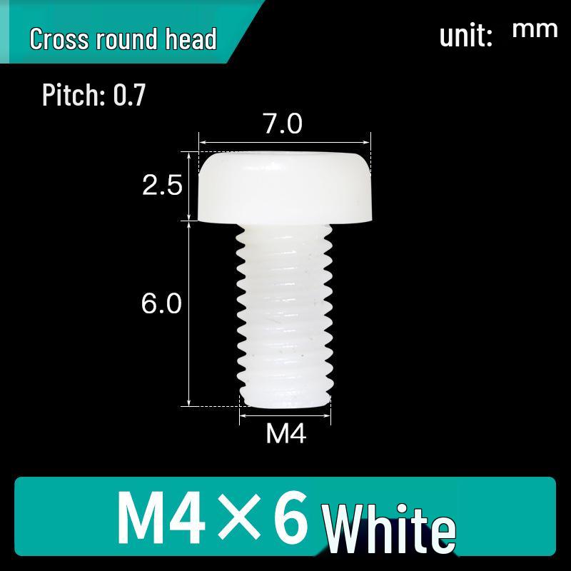 Vite in Nylon PA66 a Testa Tonda - M2, M3, M4, M5, M6, M8 Bullone di Fissaggio in Plastica