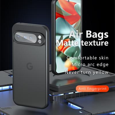 For Google Pixel 9 Pro XL Case Skin-Touch TPU+PC Matte Phone Shell,Transparent Black