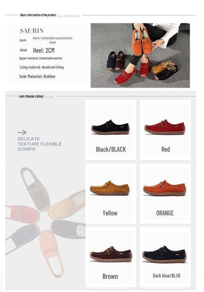 2025 Autumn Korean Lace-up Genuine Leather Women's Loafers, Casual Flat Bottom, Plus Size