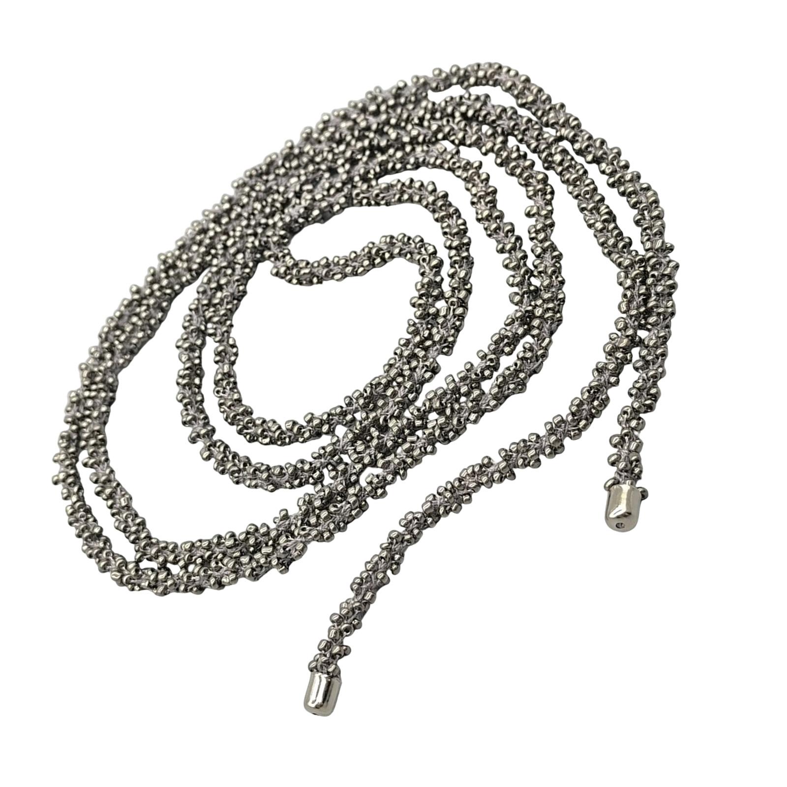 

Handcrafted Long Artificial Crystal Beaded Necklace Modern Vintage Clavicle Chain Bohemian Jewelry for Fashionistas сірий колір
