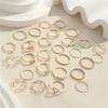 28 Pieces Fashionable Waving Rings Set With Heart Styles and Rhinestones Detailing for Romance Styles Casual Wear