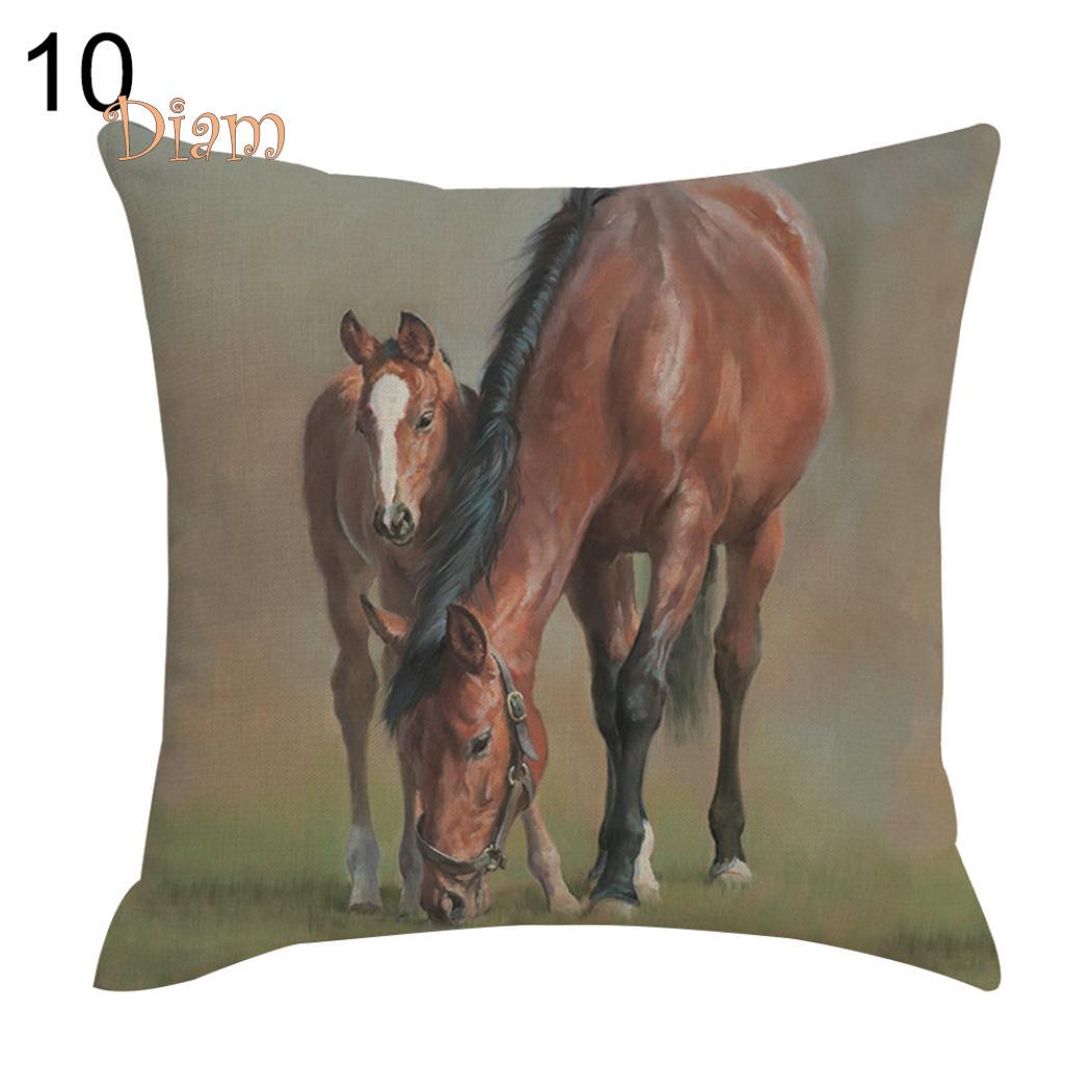 

HOHO Реалистичный принт лошади из хлопка и льна, квадратный чехол для подушки, домашний декор, наволочка 10#