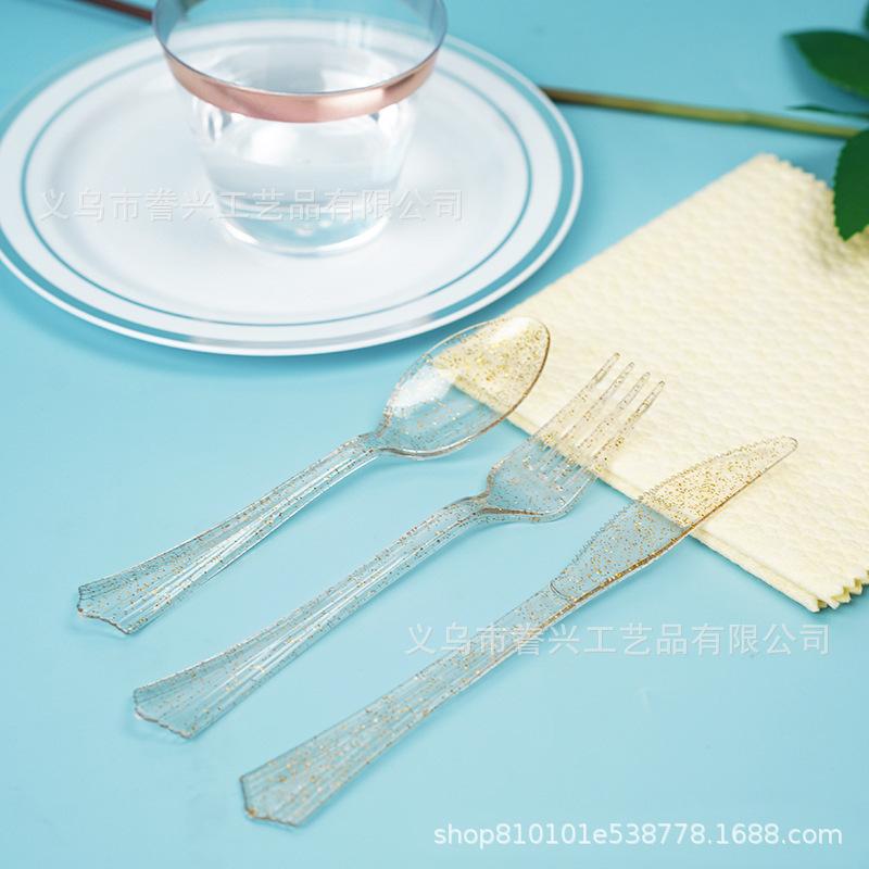 Party Birthday Spot Disposable Knives, Forks And Spoons Plastic Tableware Festive Party Dovetail Knives, Forks And Spoons Foreign Trade