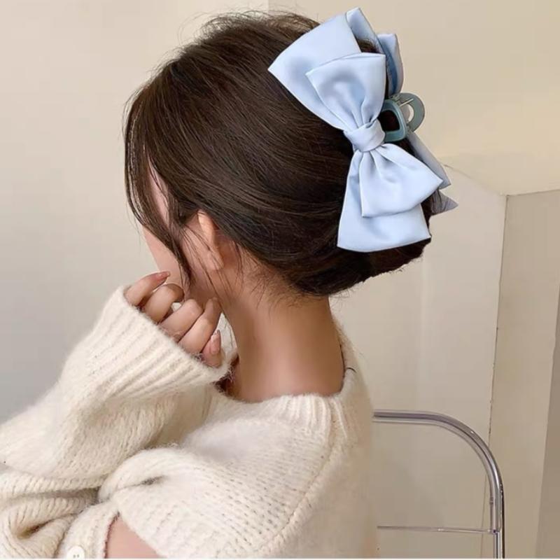 New Elegant Large Bow Hair Claws Fashion Satin Bowknot Hair Clip Hairpins Party Hair Accessories For Women Girls Korean Headwear
