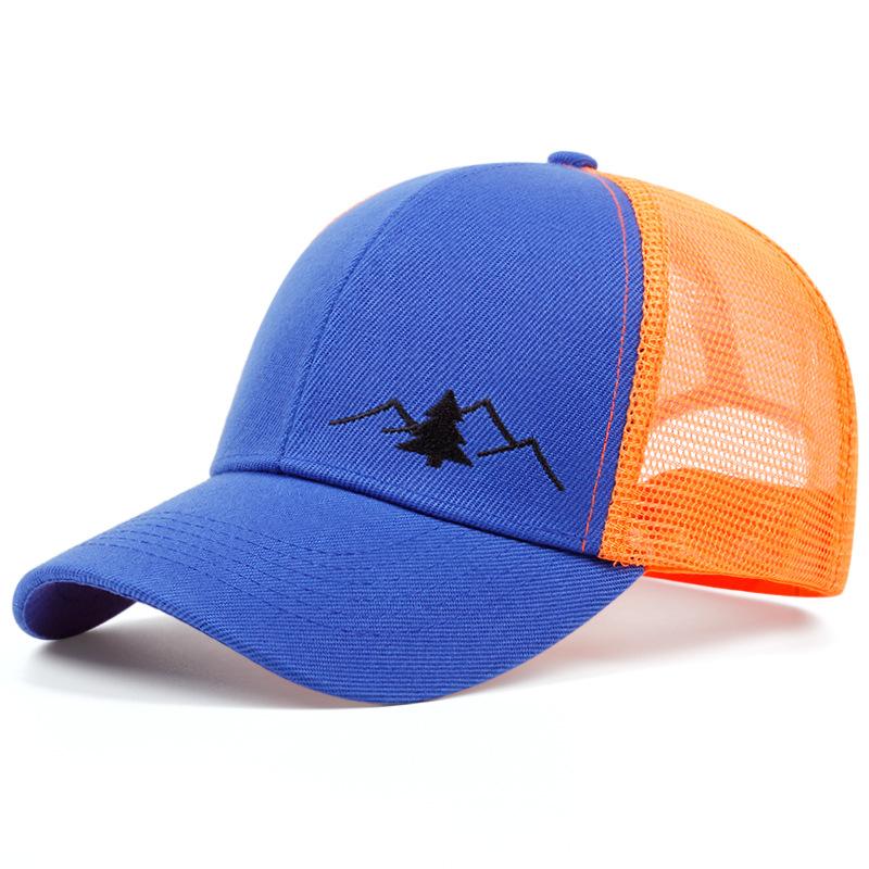 Summer mesh breathable baseball cap, mountain pine embroidered cap, men's and women's outdoor sunshade mesh cap