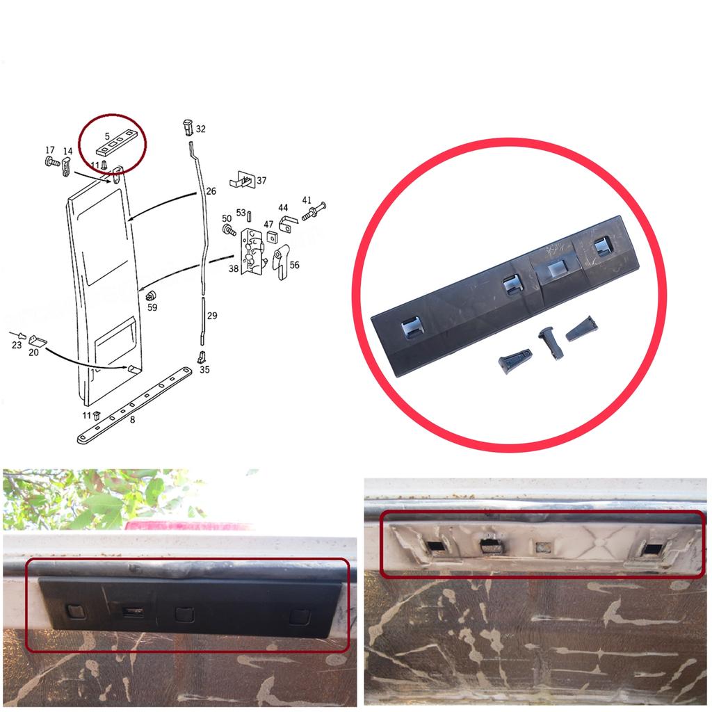 ESP1247 Horná lišta dverí zadného panelu pre Mercedes Sprinter W901 W902 W903 W904 VW LT MK2 1996-2006 9017660219