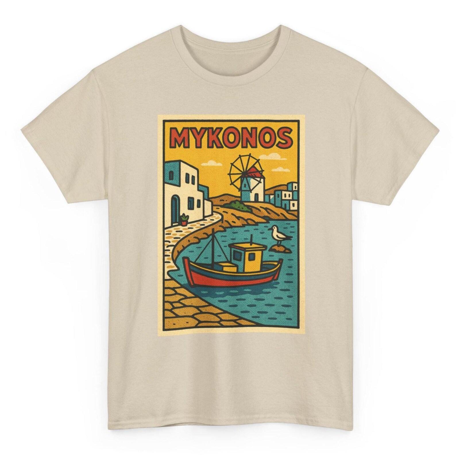 Mykonos T-Shirt Unisex: Retro Greece Tee XL