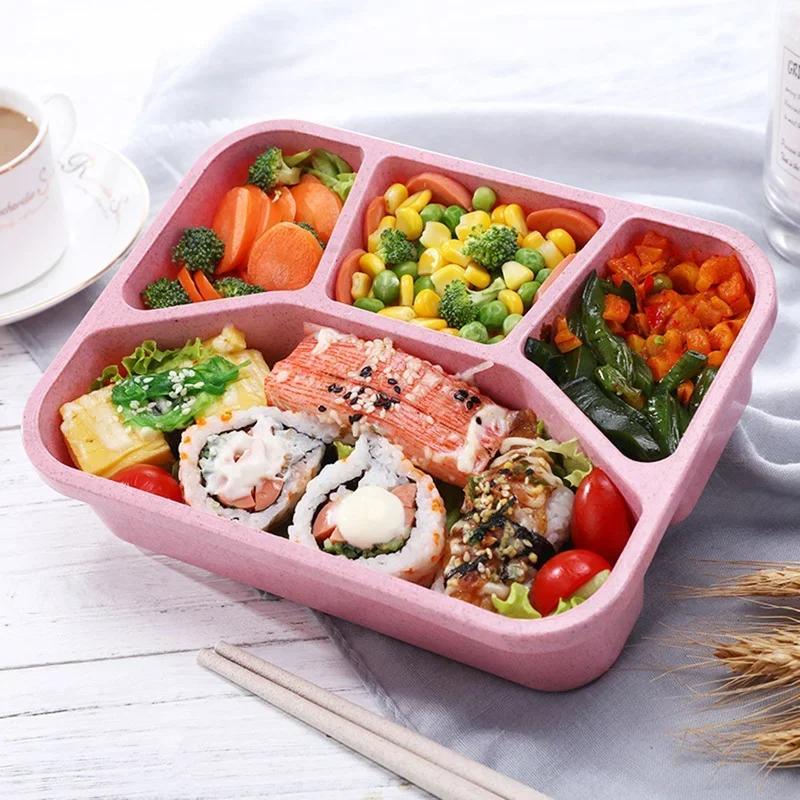 1PC Wheat Straw Microwave Bento Lunch Box Travel Picnic Food Fruit Container Storage Lunch Box for Kids Adult Child