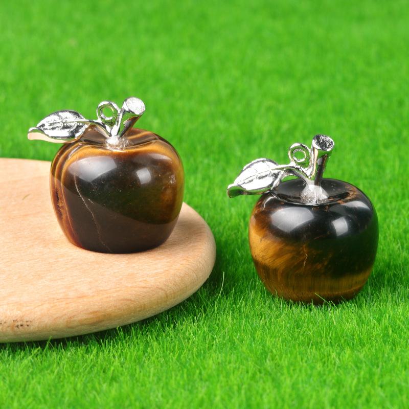 Natural Semi Precious Stone Crystal Mini Apple Pendant for DIY Pendant Thanksgiving Gifts Room Office Decoration Collectibles