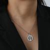 Women's Stainless Steel Gold-Color Tree of Life Necklace with Clear Zircon round Pendant Luxury Jewelry Gift for Weddings
