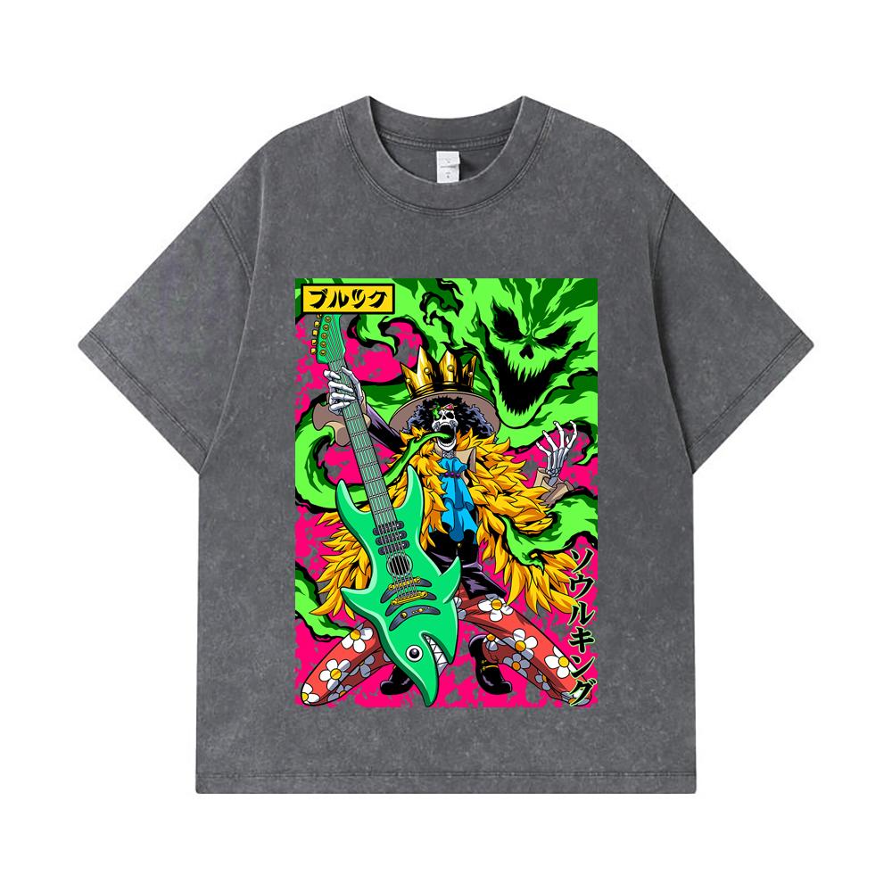 275 GSM Washed T-shirts 100% Cotton One Piece V69 Brook Print Unisex Heavy Cotton T Shirt