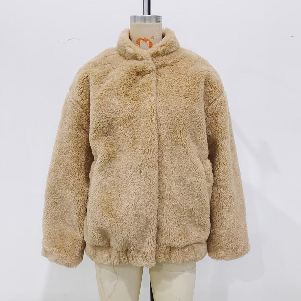 2024 Autumn/Winter Women's Cozy Casual Fleece Bomber Jacket